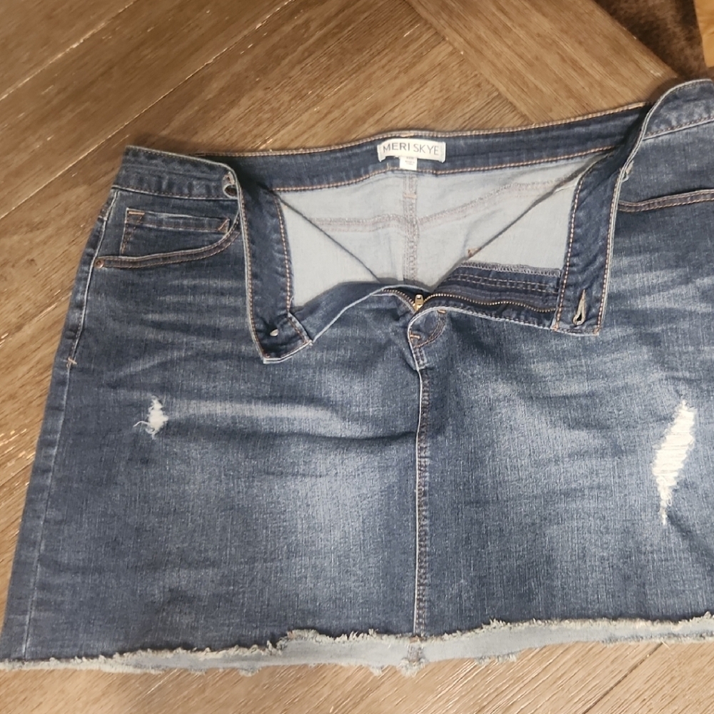 Blue Pencil Mini Skirt with Cut Out Design